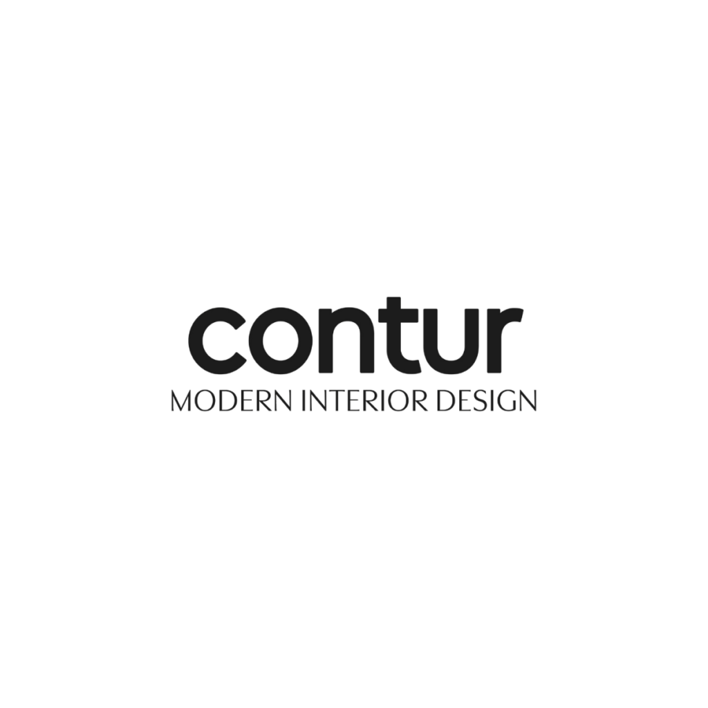 Logo von "contur", modernem Innendesign, mit dem Slogan "MODERN INTERIOR DESIGN".