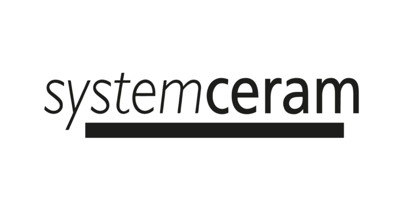Logo von systemceram, in moderner Schriftart, überwiegend schwarz auf weißem Hintergrund.