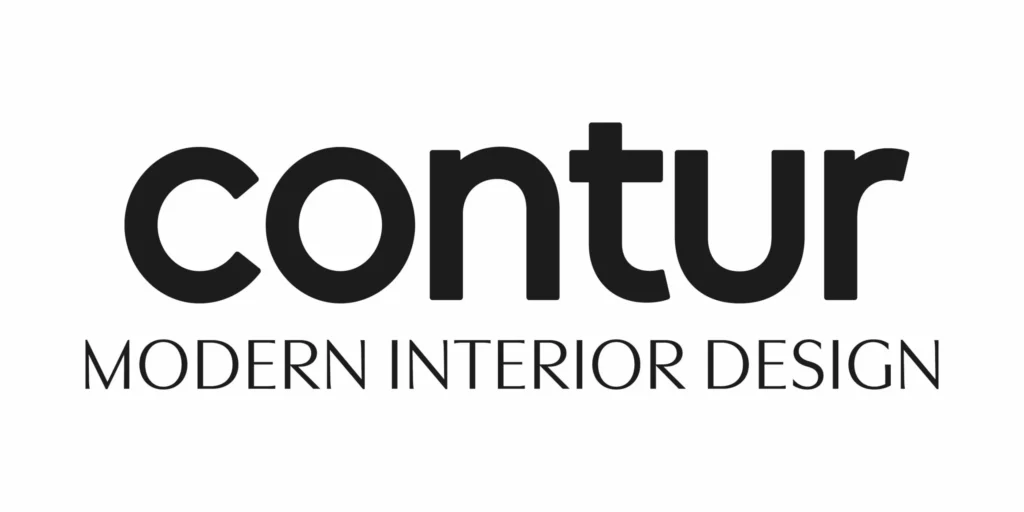 Logo von "contur", einer Marke für modernes Innendesign, in klarer, schwarzer Schrift auf weißem Hintergrund.