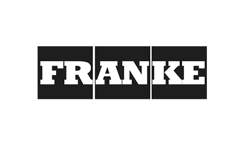 Logo der Marke "FRANKE" in Großbuchstaben auf schwarzem Hintergrund.